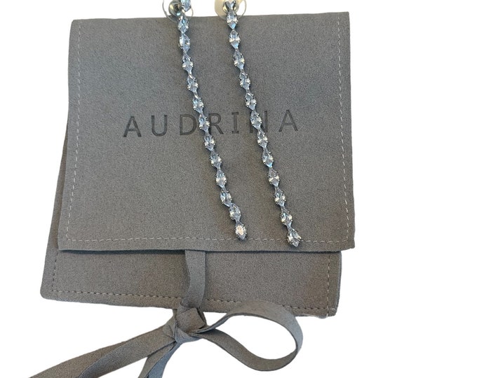 Capri Earrings, long drop style earrings, cubic zirconia and silver, elegant evening jewellery.