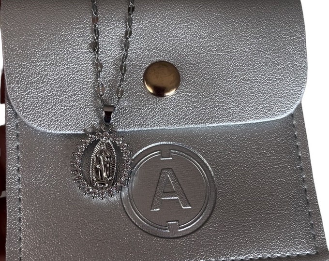 Virgin Mary Necklace, Silver Cubic Zirconia Pendant, Religious Gift
