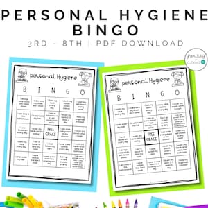 Personal Hygiene BINGO Game 3rd-8th Grade No Prep Life Skills Activity Health, School Counseling, and Homeschool Printable Game