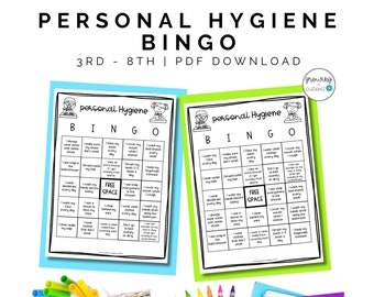 Persoonlijke hygiëne BINGO-spel Groep 3 tot en met 8 Geen voorbereiding Levensvaardigheden Activiteit Gezondheid, schoolbegeleiding en thuisonderwijs Printbaar spel