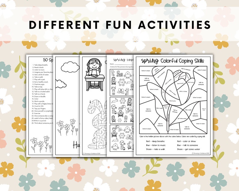Spring Coping Infographic Spring Coping Skills Activity Sheets: K-5 Stress Management (digital ...