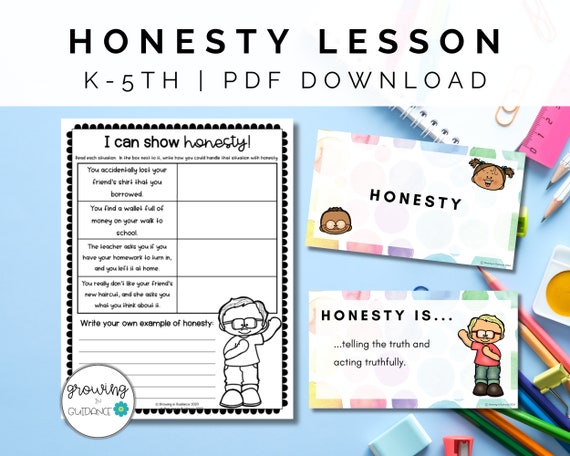 Honesty Lesson & Presentation K-5th Grade | No Prep Elementary Character Lesson | School Counseling Homeschool