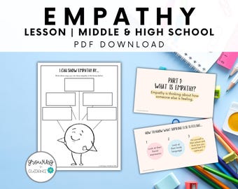 Empathy Lesson Middle School High School No Prep Worksheets School Counseling Special Ed SPED resource homeschool