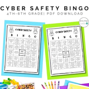 Cyber Safety BINGO 4th-6th Grade Game | School Counseling and Homeschool Internet Safety Activity