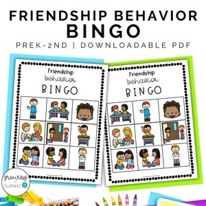 Friendship Behavior BINGO PreK-2nd Grade No Prep Social Skills Game Elementary School Counseling Homeschool Activity Kindness Resource