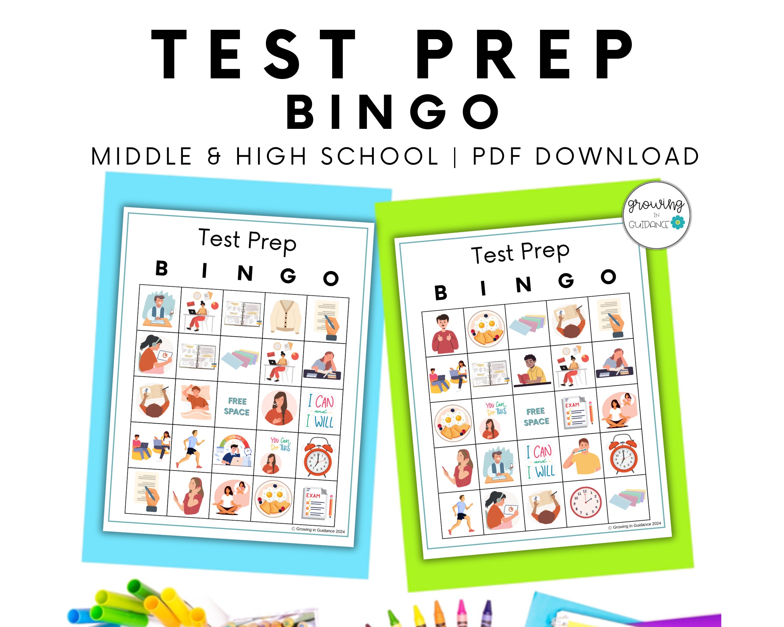 Test Prep Strategies BINGO Game Middle & High School Low Prep Activity