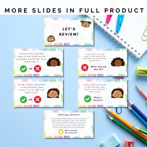 Honesty Lesson and Presentation K-5th Grade No Prep Low Prep Elementary Character Lesson School Counseling Homeschool Trustworthiness Lesson Google Slides Resource Activity Guidance Printables Lying Telling the Truth Ruthie and the not so teeny lie