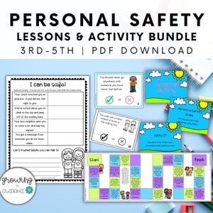 Ensemble de cours et d'activités sur la sécurité personnelle, 3e-5e années, jeux sans préparation, santé, bien-être, choix sûrs, orientation scolaire, ressource pour l'école à la maison