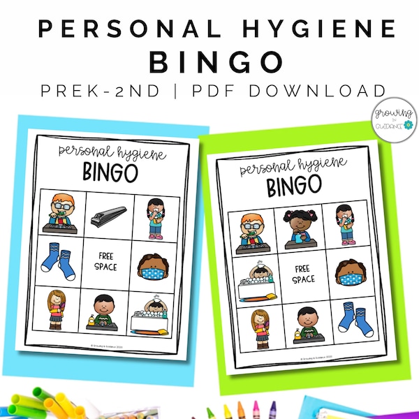 Personal Hygiene BINGO Game PreK-2nd Grade No Prep Life Skills Health Activity School counseling and homeschool resource elementary