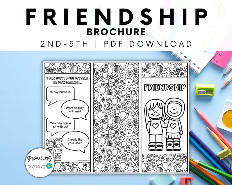 Friendship Brochure 2nd-5th Positive Relationships Social Skills ...