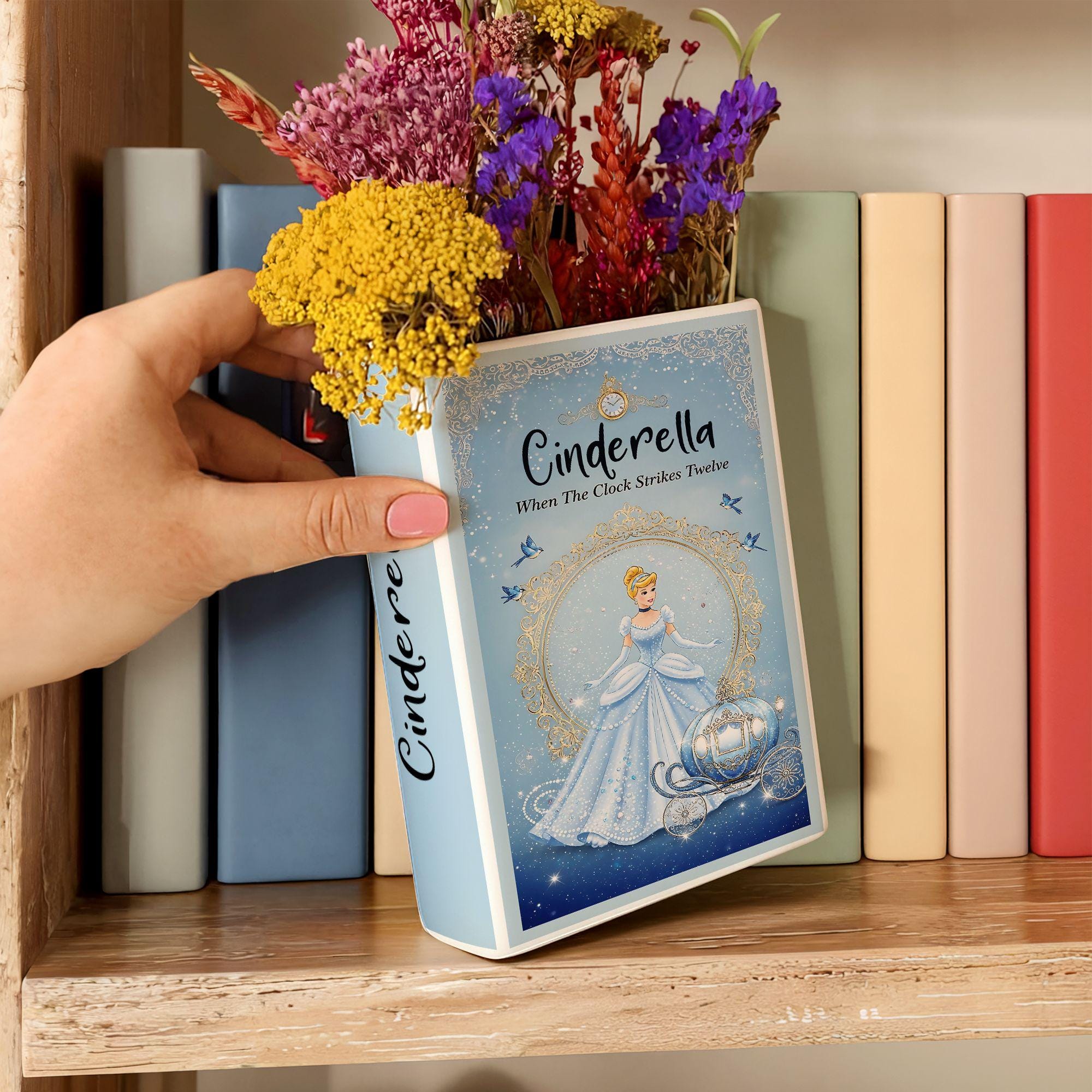 Fairytale Cinderella Ceramic Book Vase, Cinderella Ceramic Book