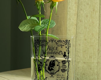 Alice in Wonderland Acrylic Book Vase, Alice in Wonderland Book, Acrylic Flower Vase, Halloween Gift, Christmas Gift, Gift For Book Lovers
