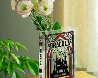 Dracula Acrylic Book Vase, Dracula Book, Acrylic Flower Vase, Halloween Gift, Christmas Gift, Gift For Book Lovers