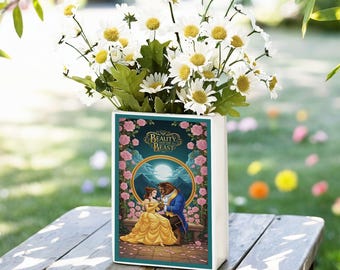 Die Schöne und das Biest Märchen-Büchervase aus Keramik, die Schöne und das Biest Büchervase aus Keramik, Märchenbuch, Weihnachtsgeschenk
