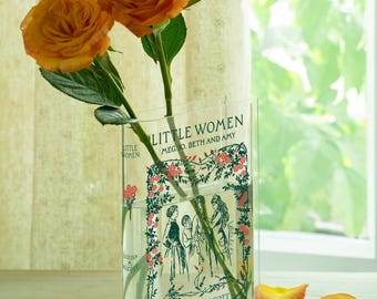 Acryl boekenvaas kleine vrouwen, boek kleine vrouwen, acryl bloemenvaas, Halloween-cadeau, kerstcadeau, cadeau voor boekenliefhebbers