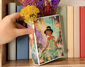 Fairytale Tiana Princess Book Vase, The Princess and the Frog Ceramic Book Vase, Fairytale Fantasy Book Gift, Christmas Gift,Home Decor Gift