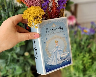 Fairytale Cinderella Ceramic Book Vase, Cinderella Ceramic Book Vase, Fairytale Fantasy Book Gift, Christmas Gift, Home Decor Gift