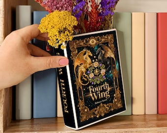 Jarrón de cerámica con forma de libro de Fourth Wing, jarrón de fantasía con forma de dragón de Fourth Wing, regalo de fantasía con forma de libro de Fourth Wing, regalo de Navidad, regalo de decoración del hogar