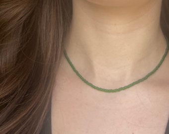 Seed Bead Necklace - Forest Green