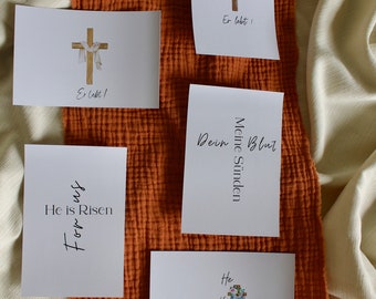 Juego de tarjetas cristianas de Pascua | A6 | Pascua de Resurrección