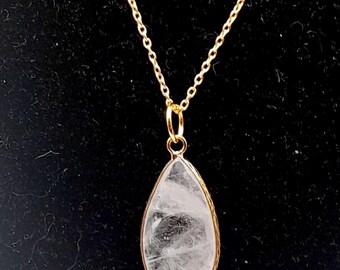 Elegant Moonstone/Smoky Quartz/Turquoise/Purple Jade Classic Pendant Necklace with Adjustable Chain