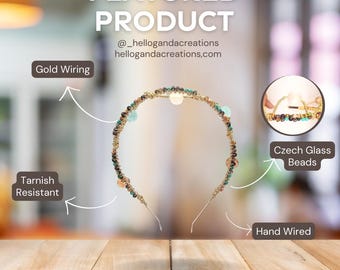 Czech Beaded Golden Hand Wired Headband