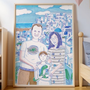 Personalisiertes Geschenk, Vatertagsporträt, benutzerdefinierte Karikaturporträt, Vatertagskarte lustig, benutzerdefiniertes Vaterporträt, Handzeichnung