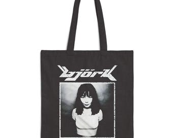 Borsa tote con ritratto di Björk, accessorio islandese in tela di cotone d'avanguardia