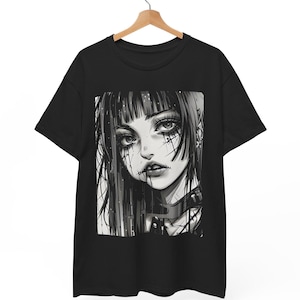 Anime Punk Girl T-Shirt, Pastel Goth Grunge Shirt, Weirdcore Aesthetic, Japanese Harajuku Fashion, Gothic Alt Clothing, S to 5XL