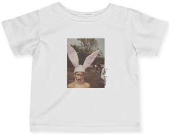 Vintage Photo Girl with Bunny Ears Infant Tee | Retro Easter Toddler Shirt
