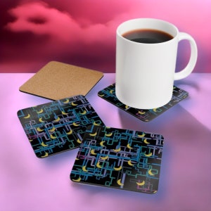 Dan Flashes Coaster Set of 4 Cork Back ITYSL I Think You Should Leave Gift Tim Robinson Funny Gift Complicated Pattern Funny Home Decor