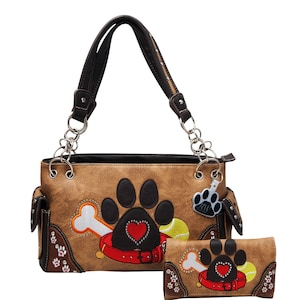 Conjunto de monedero y billetera con estampado de pata de perro, regalo para amantes de los perros, estilo occidental, para mujeres.