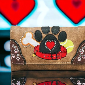 Cartera para mujer con estampado de pata de perro, tipo bandolera, pequeña, tipo sobre, para mamá perruna