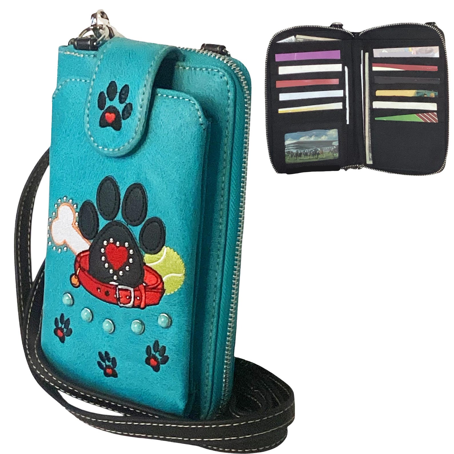 Dog Wallet Dog Paw Print Purse Wallet Combo Cellphone Crossbody Bag - Etsy