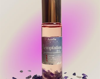 Rodillo de aceite esencial de feromonas: infusión de amatista y cuarzo rosa