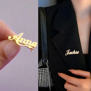 Custom Name Brooch, Personalized Name Tags, Initials Brooch, Monogram Dress Brooch, Name Lapel Pin, Bridesmaid Gift, Birthday Christmas Gift