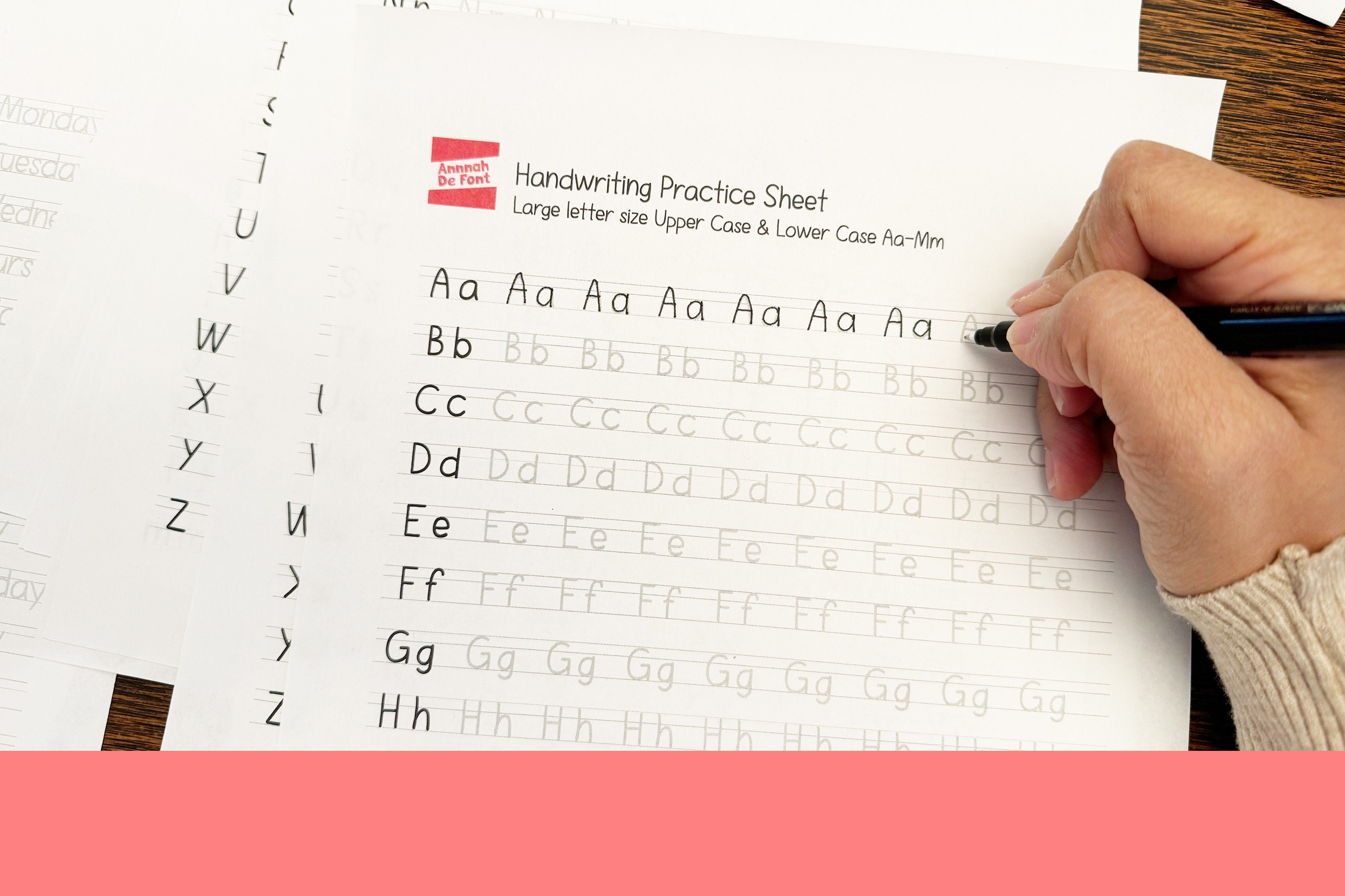 Lettering Practice Sheet, 20 Pages Handwriting Font Worksheet, Printable Worksheet, Practice ...