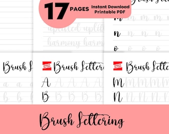 Brush Lettering Practice Sheets, Calligraphy Practice Guide, Handwriting Practice Sheets, Modern Calligraphy, Handwriting Worksheet