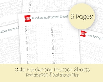 Handwriting Practice sheet, Cute Handwriting Font Worksheet, Printable Worksheet Practice sheet, guide Alphabet Practice iPad Lettering
