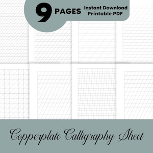 Feuilles de calligraphie sur cuivre, papier d'écriture manuscrite pour calligraphie, feuille de guide de lettrage à la main pour calligraphie, imprimable numérique en téléchargement PDF