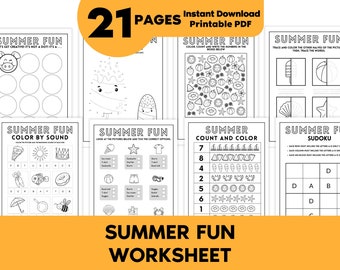 Sommer Arbeitsblatt Bündel, Vorschul Arbeitsblätter, Kindergarten Arbeitsblätter, Sommer Arbeitsblätter, Homeschool Arbeitsblätter, Vorschule Printables
