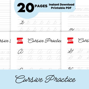 Cursive Handwriting Practice Worksheets, Cursive Alphabet Letters Tracing, Learn Cursive, Printable Alphabet Worksheets, Trace the Letter