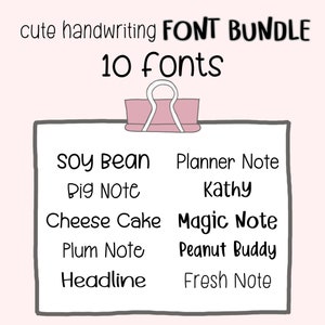 Lindo paquete de fuentes manuscritas, fuente Procreate, fuente Goodnotes, fuente Planner, fuente de escritura a mano para iPad, planificador digital de fuentes para tomar notas de Canva