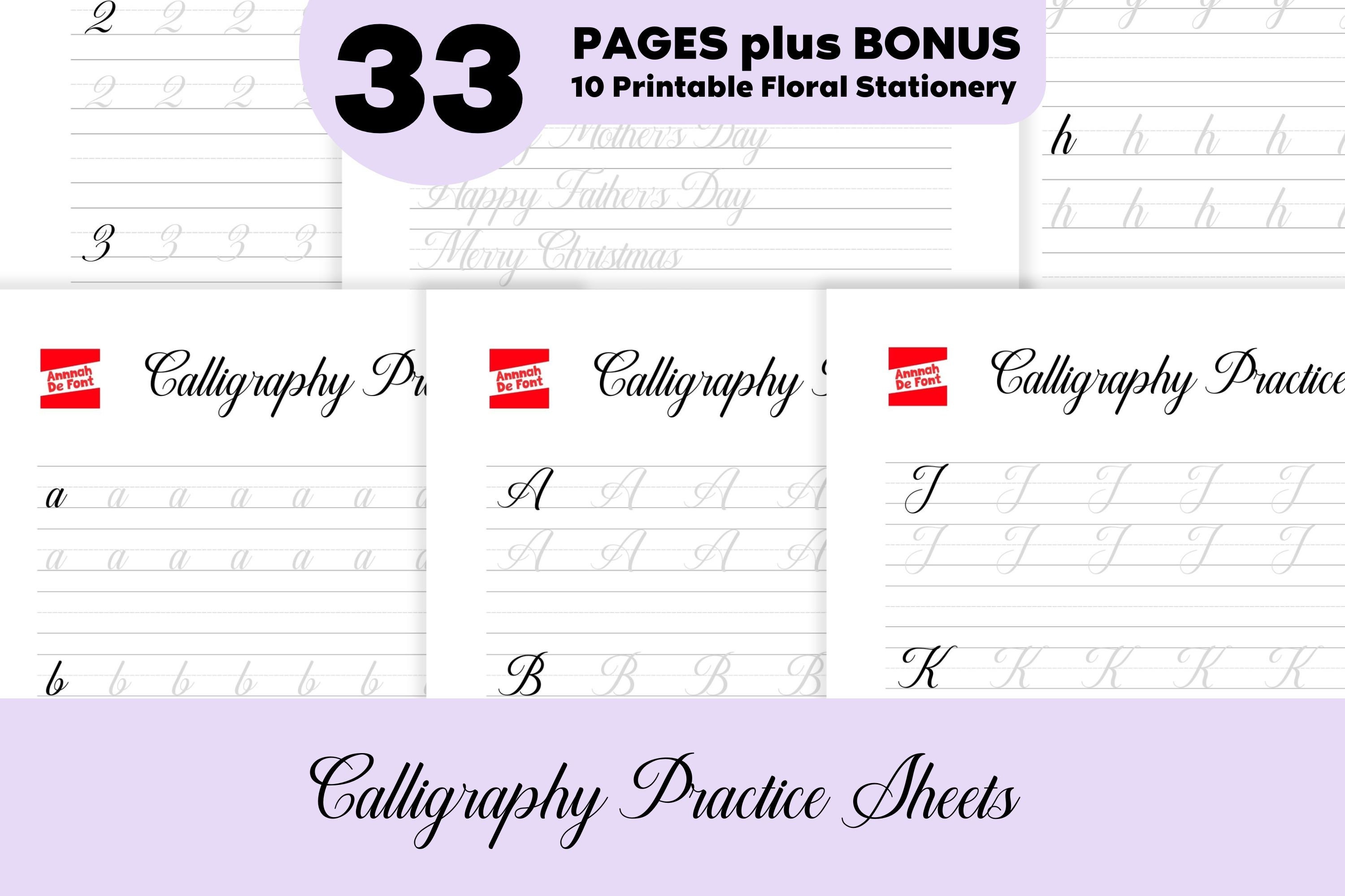 Calligraphy Practice Sheets Templates, Calligraphy Worksheets ...