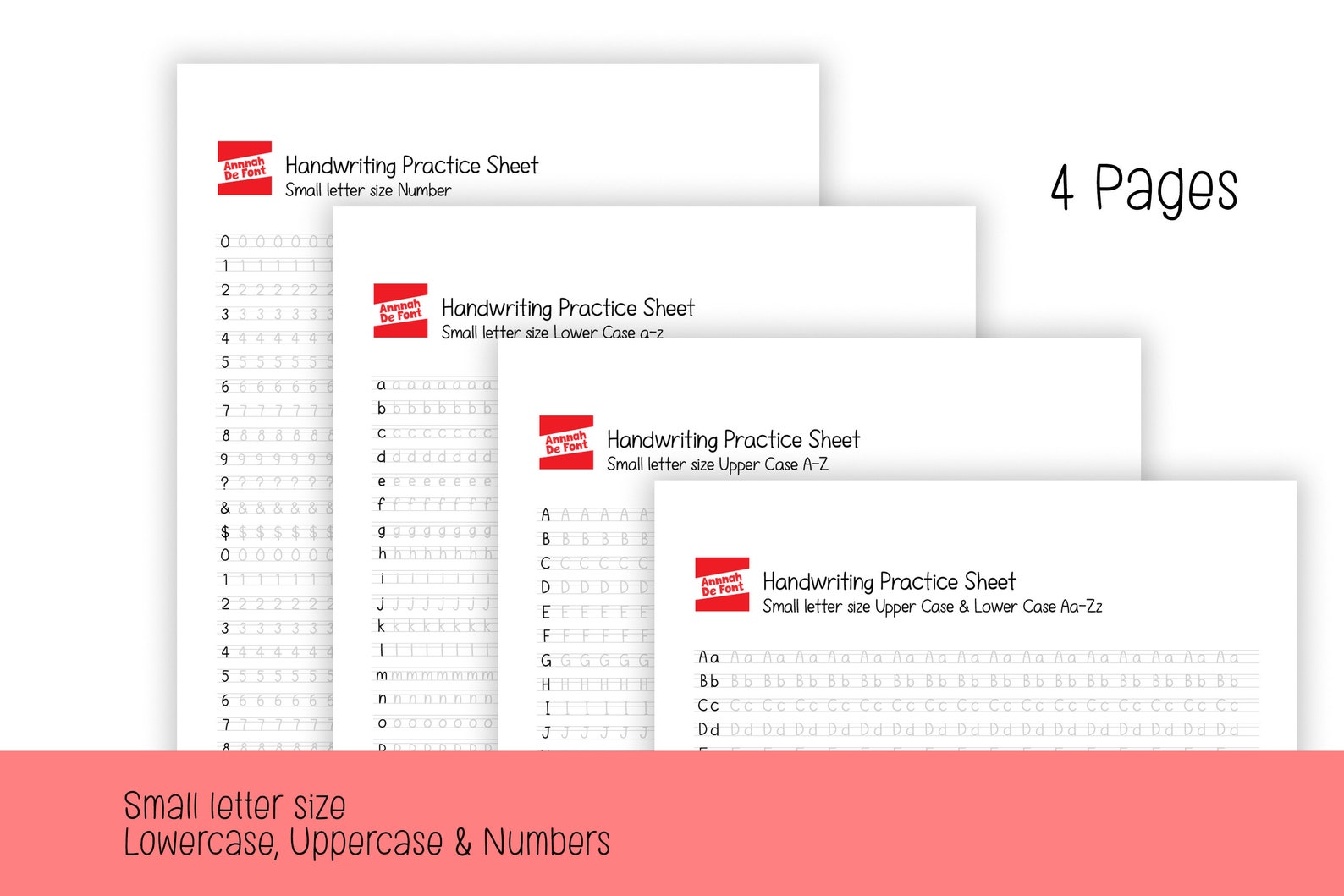 Lettering Practice Sheet, 20 Pages Handwriting Font Worksheet, Printable Worksheet, Practice ...