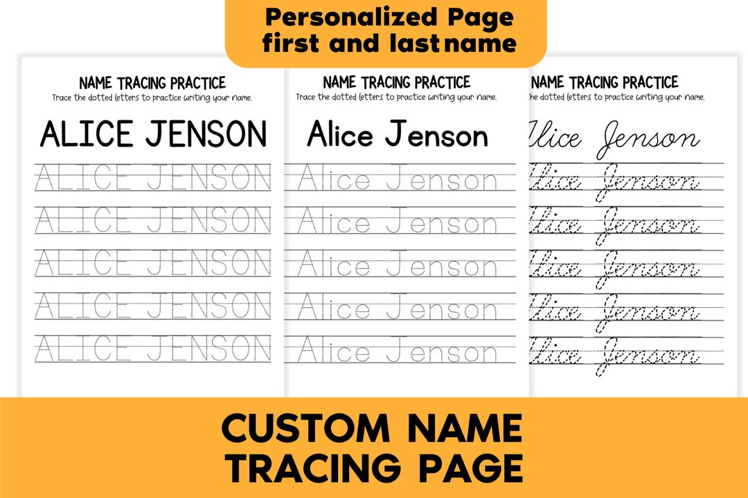 Custom Name Tracing Sheet Handwriting Practice Personalized Name Trace ...