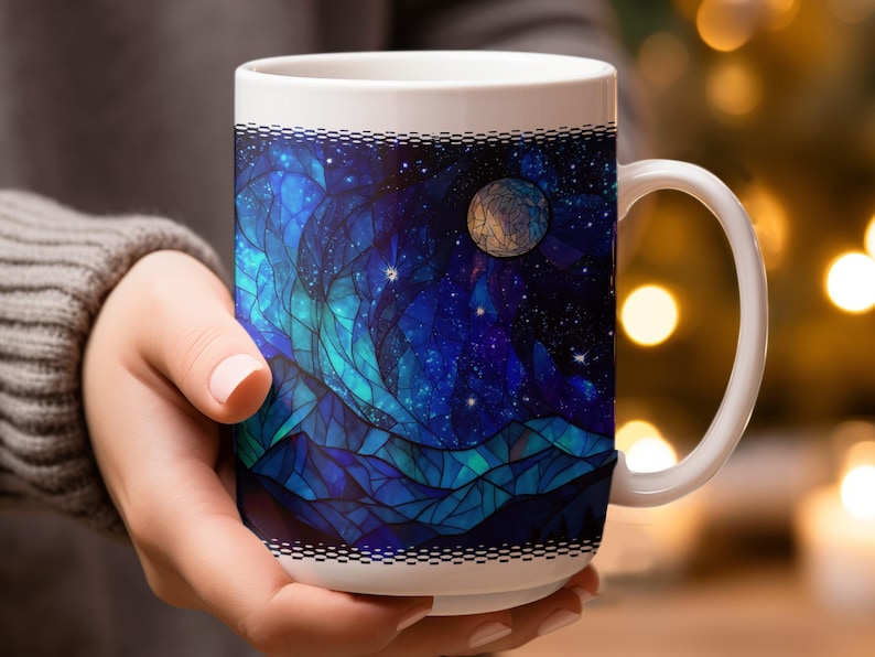 Galaxy Mug, Starry Night Coffee Cup, Cosmic Design Tea Mug, Unique Space Themed Gift, Celestial Art Mug, Universe Inspired Drinkware