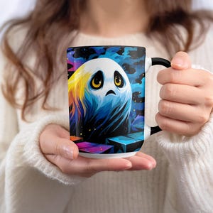 Spooky Ghost Mug, Halloween Mug, Cute Ghost Coffee Mug, Fall Mug, Halloween Gift, Colorful Mug, Unique Mug, Ceramic Mug, Fun Mug