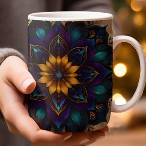 Floral Mandala Mug, Boho Mandala Art, Colorful Mug, Unique Coffee Mug, Mandala Gift, Artistic Mug, Tea Cup, Gift for Her, Mandala Flower