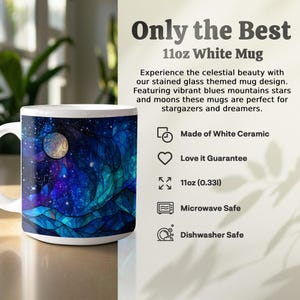 Buntglasbecher: Galaxy Mountain Design, 15 Unzen großer Becher, beunruhigt Bild 6